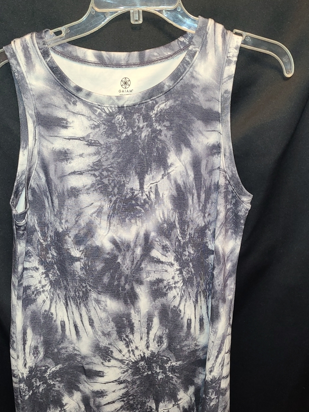 GAIAM Sleeveless Tie-Dye Midi Dress - Gray, White SZ MED - Picture 2 of 7
